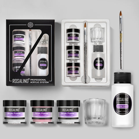 NAIL POWDER ACRYLIC SYSTEM KIT PROFESSIONAL NAIL ART TOOL SET CONTAIN GLASS CUP ACRYLIC LIQUID EXTENTION CARVING MANICURE