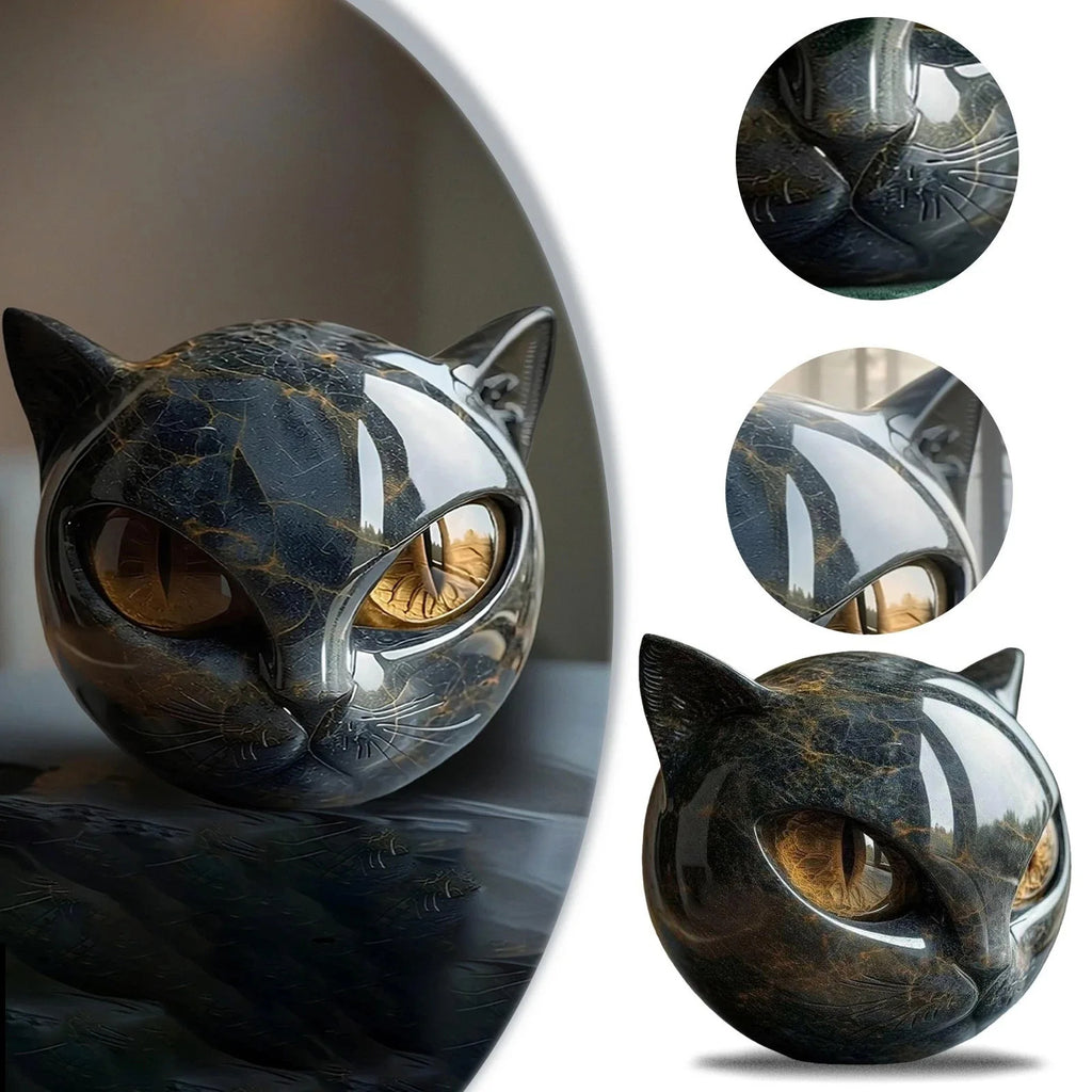 Decorative Black Cat Stone Figurine